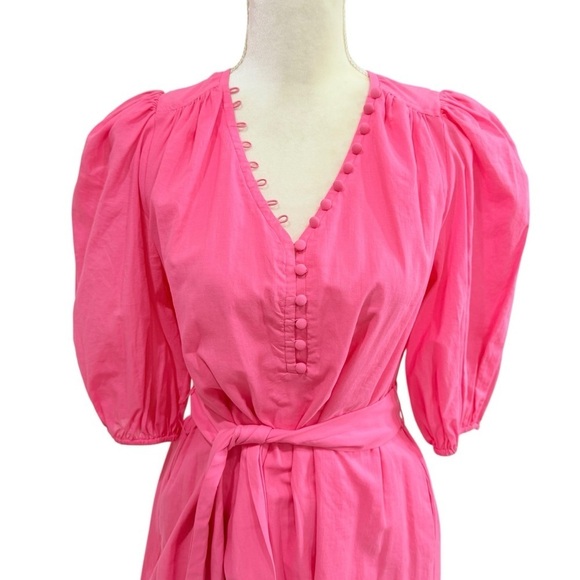 Trina Turk Malina Belted 100% Cotton Voile Minidress V-Neck Pink Size XS $328 - Picture 3 of 14